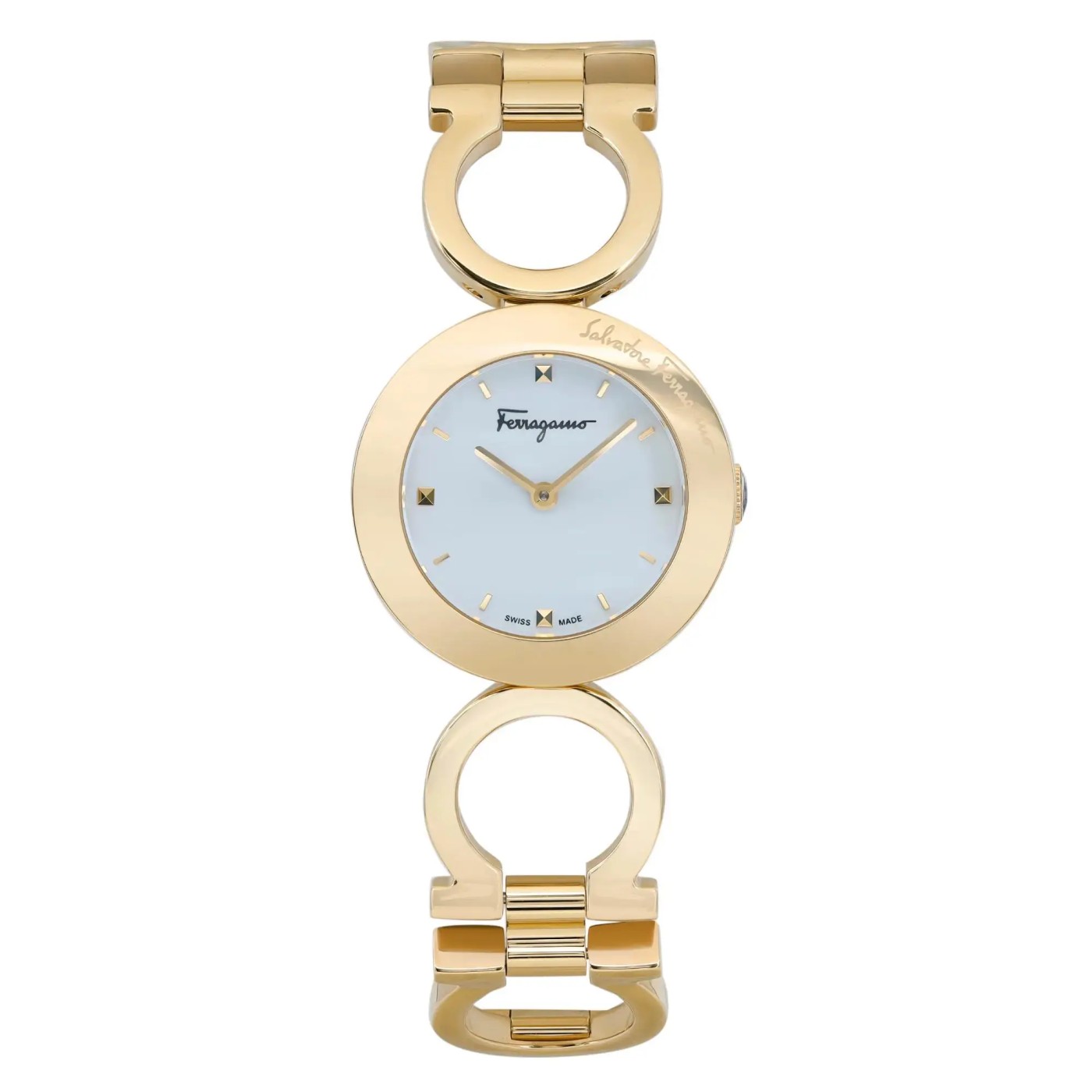 Salvatore Ferragamo 28mm Gold-Tone White Dial Ladies Watch