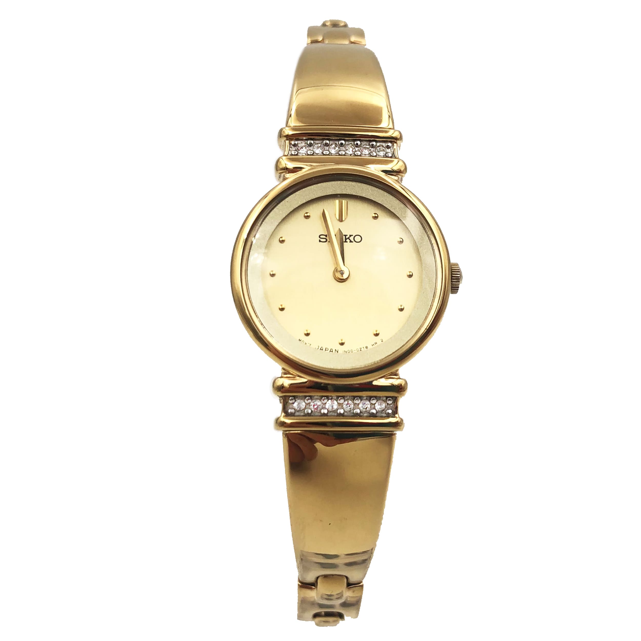 Seiko Dress Champagne Dots Dial Gold Tone Steel Quartz Ladies Watch 