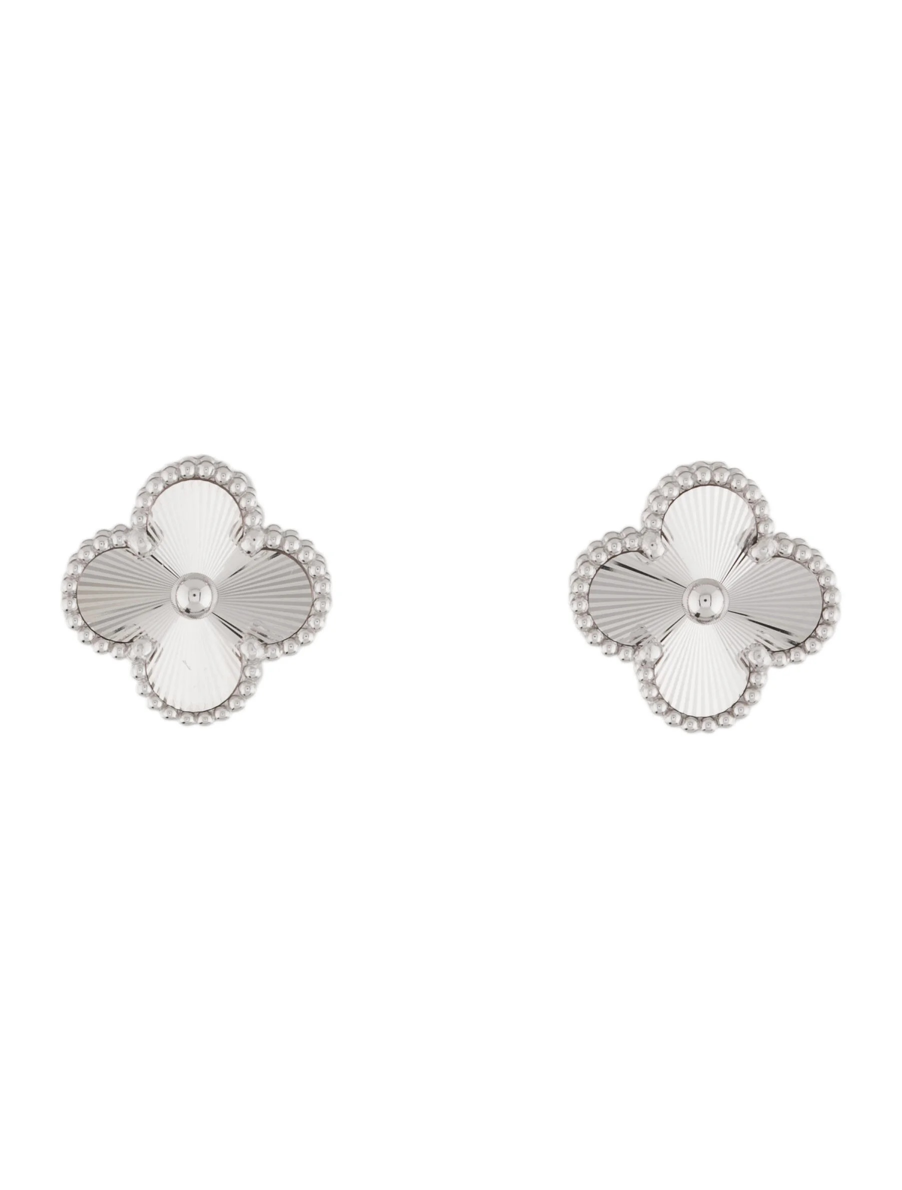 Pre-Owned Van Cleef & Arpels Vintage Alhambra White Gold Earrings