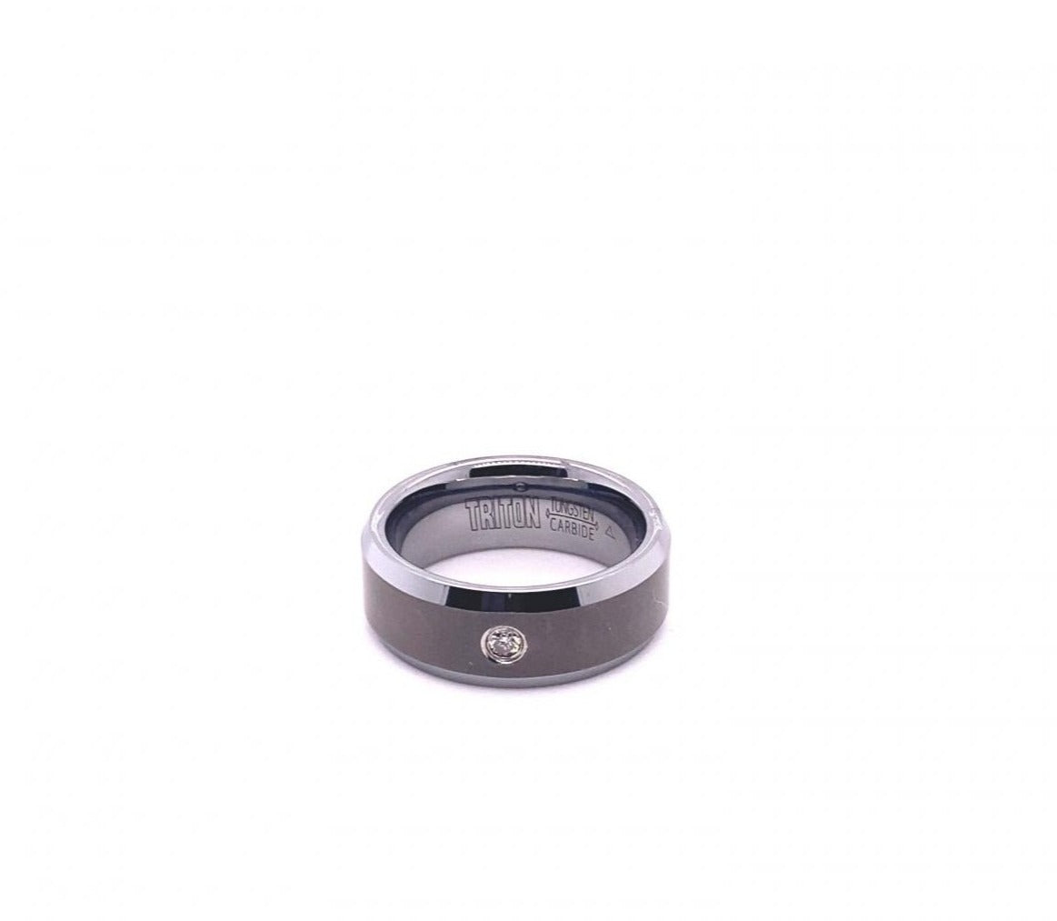 Men's .03 Carat Tungsten Carbon Triton Engagement Ring Band Size 8.00
