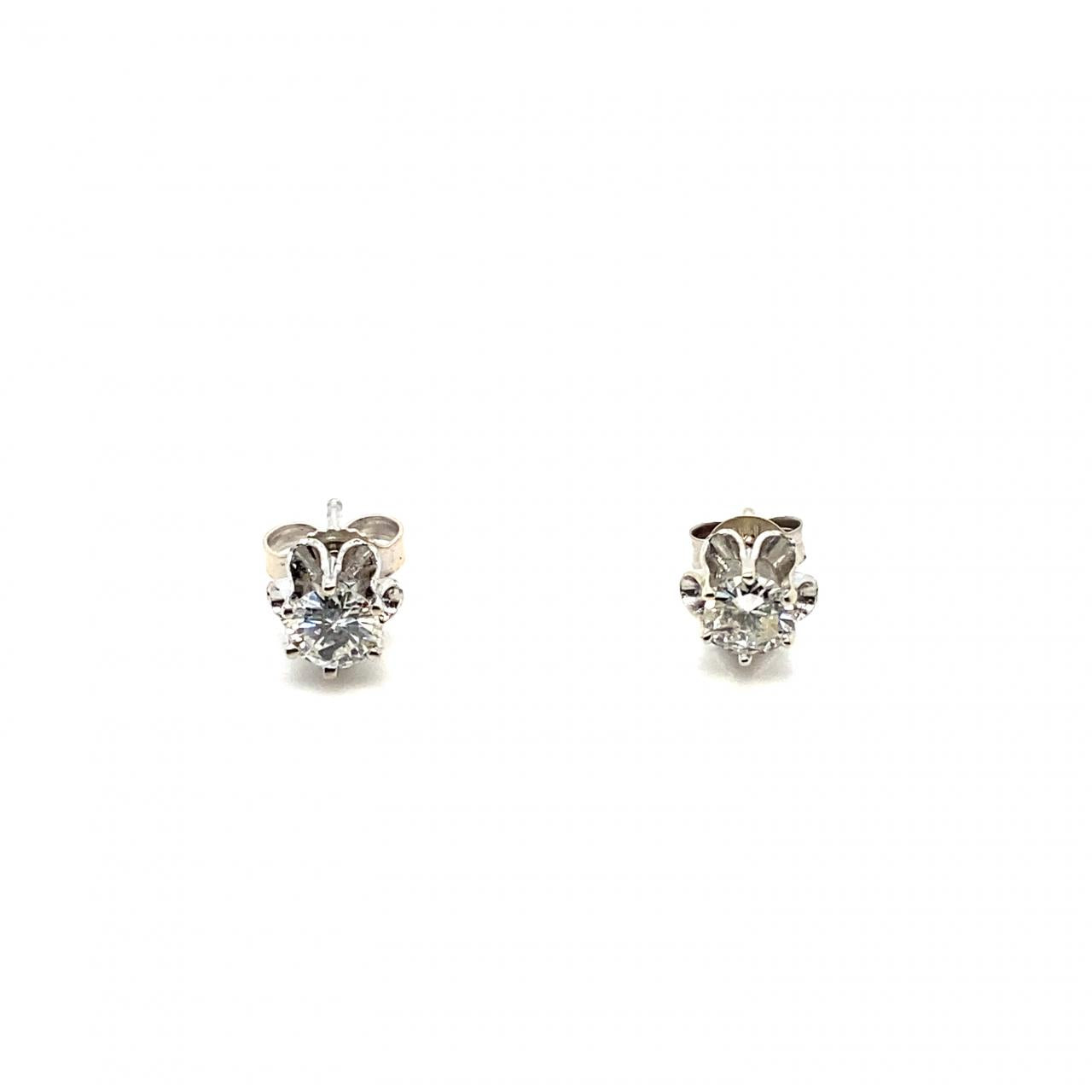 0.60ctw Round Diamond Buttercup Fancy 6 Prong Earrings 14K White Gold