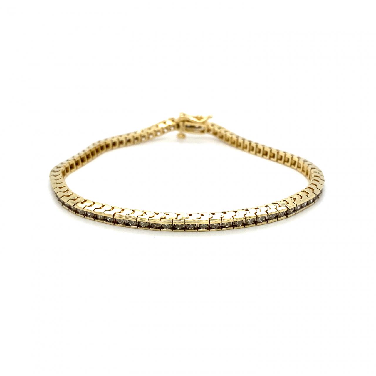 1.74ctw Channel Set Round Diamond Tennis Bracelet 14K Yellow Gold