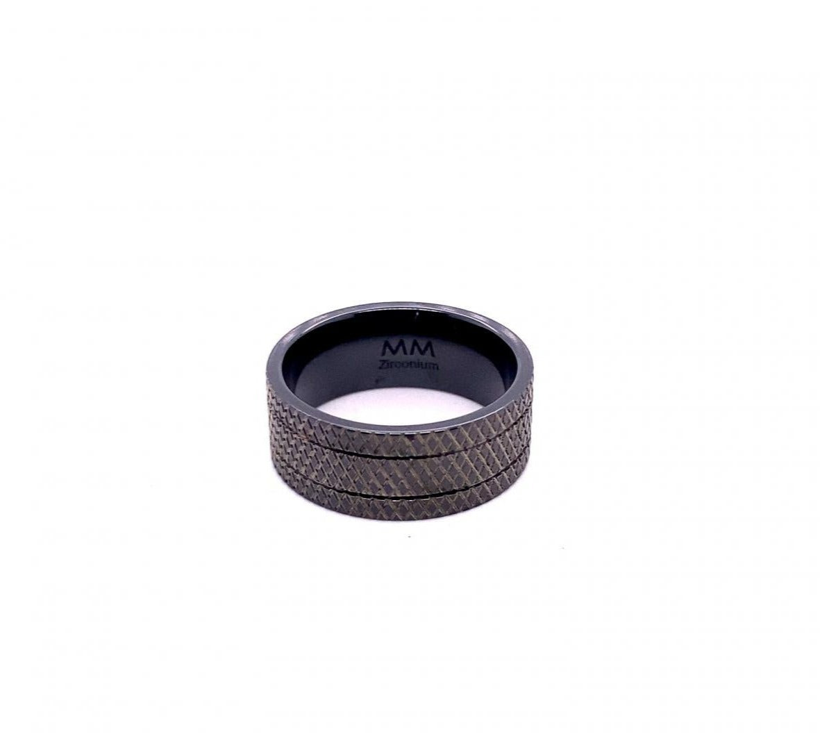 Men's Zirconium Knurl Polish Engagement  Wedding Band Size 10