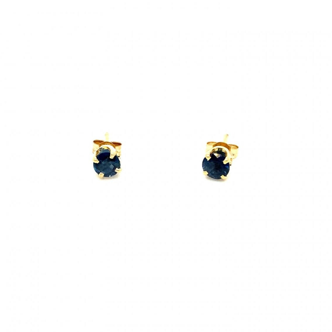 0.60ctw Round Brilliant Blue Sapphire Stud Earrings 14K Yellow Gold 4-Prong