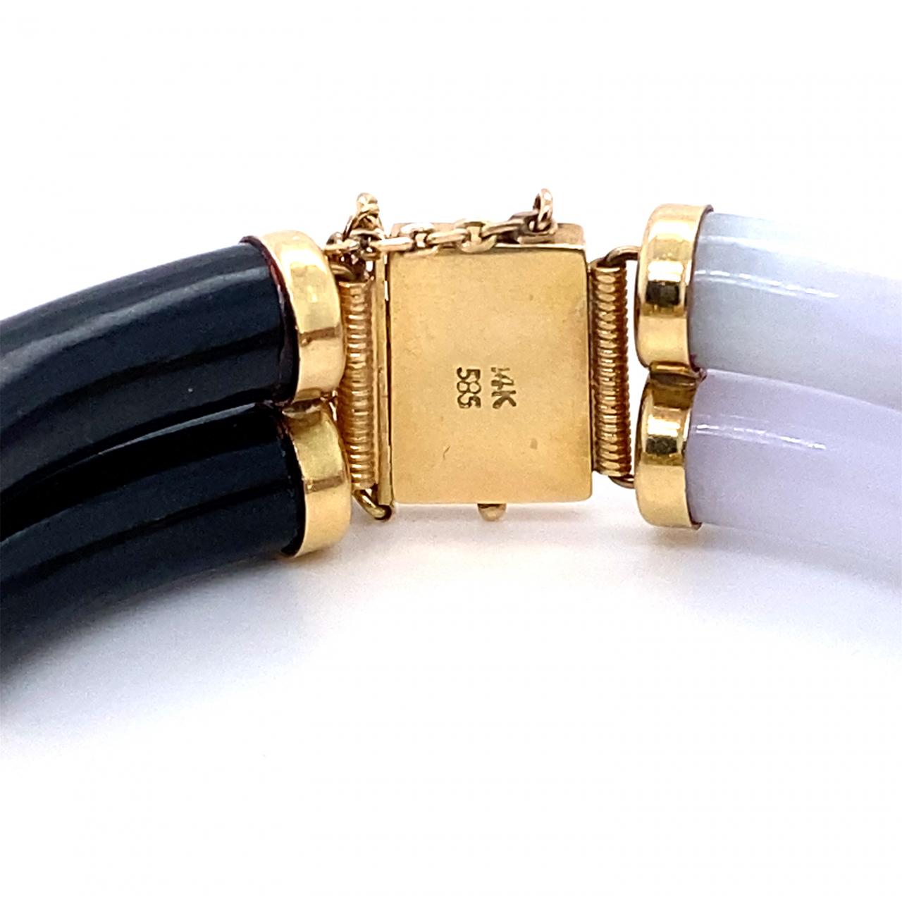 ネックレス ブレスレット14K 585 セトヴィンテージ レトロ Vintage Carved Multi Color Jade Five Link and 14K Yellow Gold Bracelet
