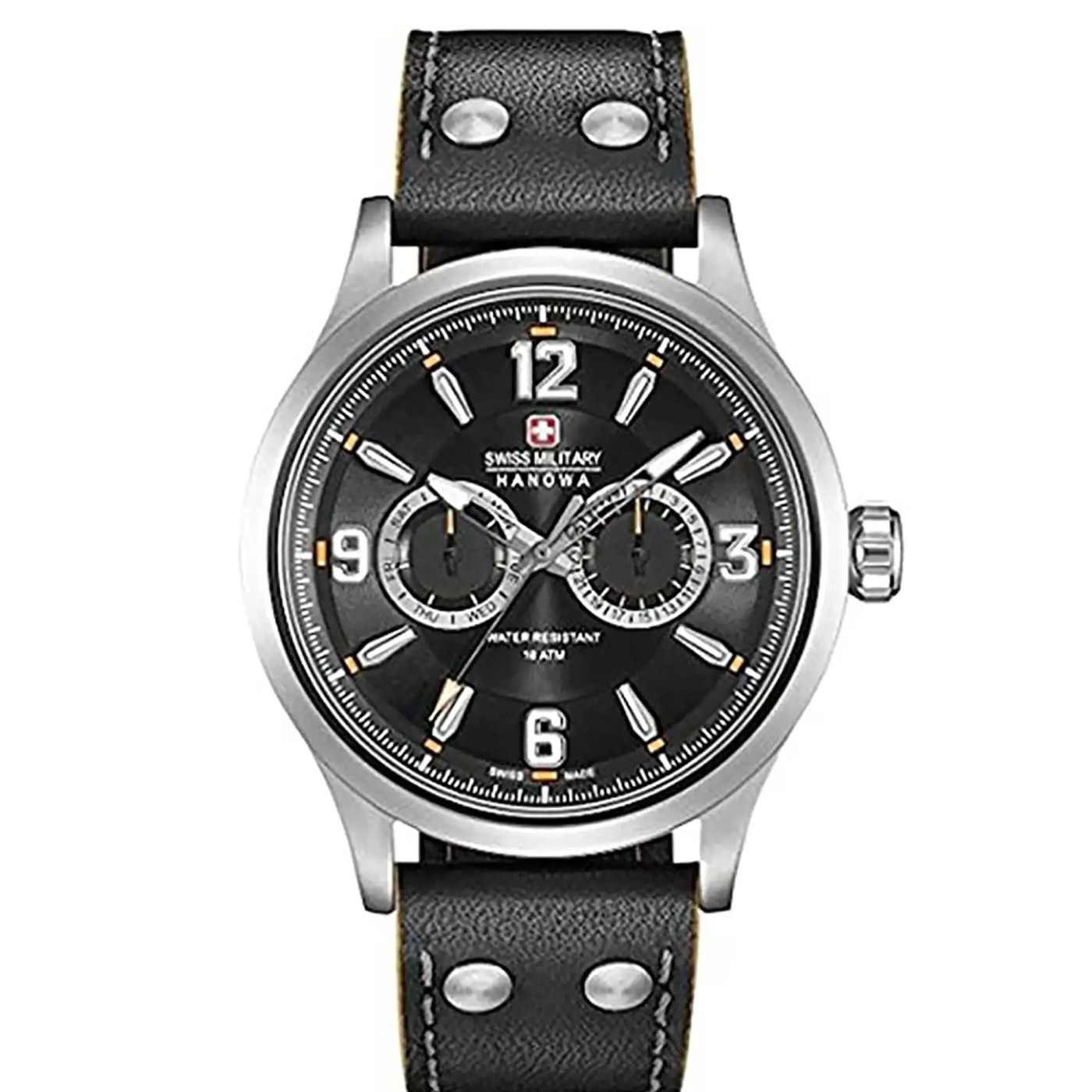 Swiss Military Hanowa S-Steel Black Dial Quartz Mens Watch