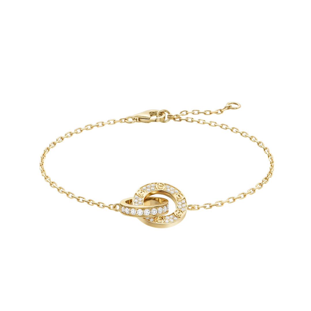 Cartier Love Bracelet Full Paved Diamonds On Chain 18ct Gold