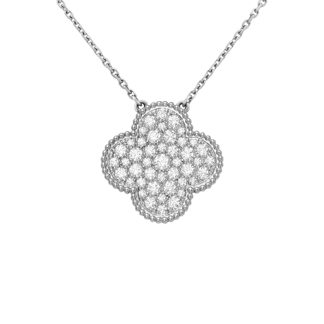 Van Cleef & Arpels Magic Alhambra Pendant Full Diamonds 18K White Gold