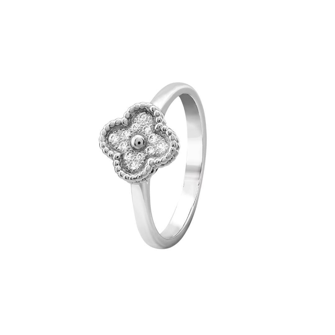 Van Cleef & Arpels Sweet Alhambra Ring Full Diamonds 18K White Gold