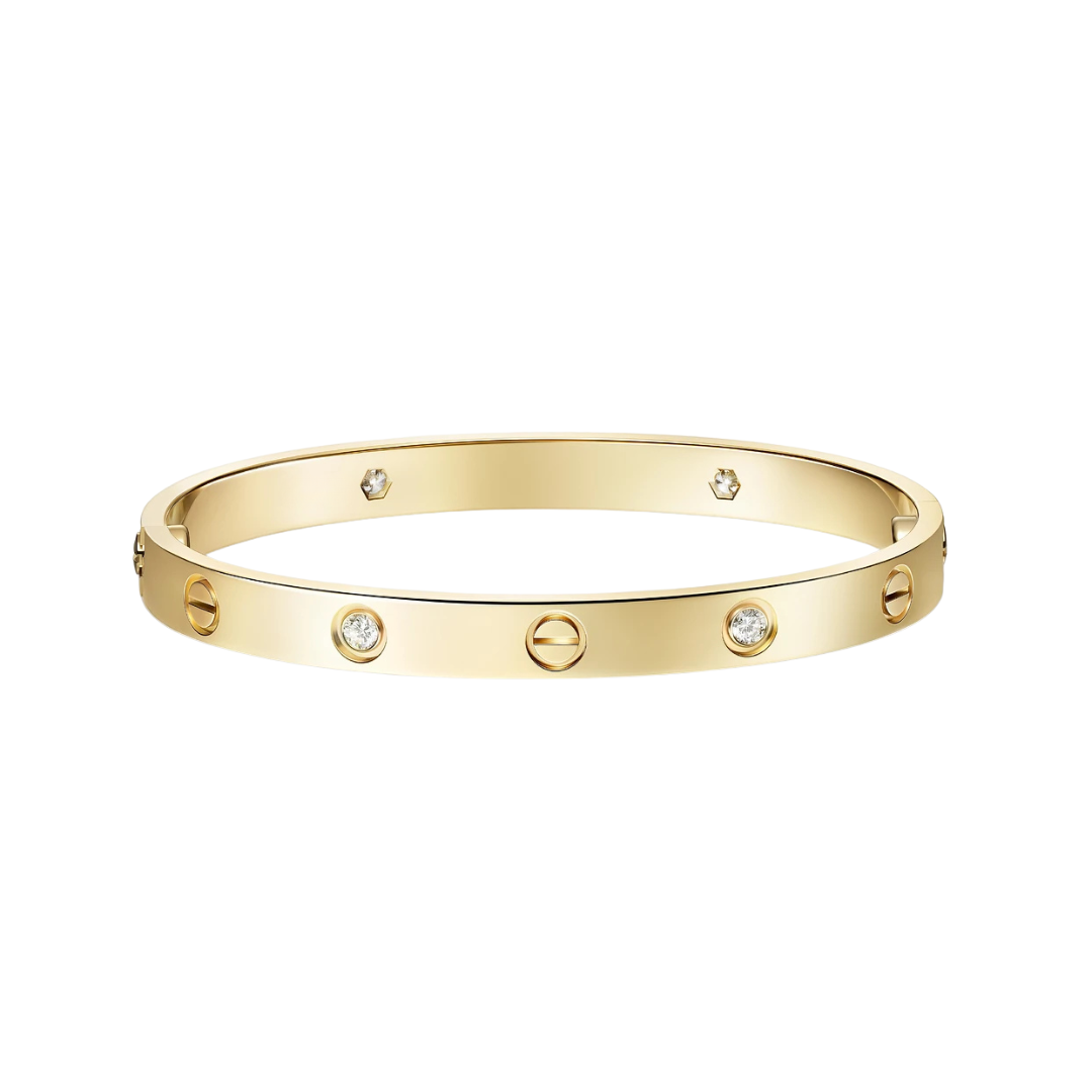 Cartier Love Bracelet Brushed 4 Diamonds 18K Yellow Gold