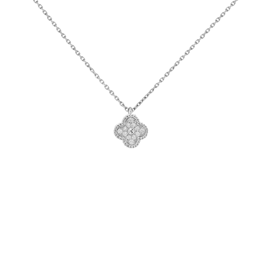 Van Cleef & Arpels Sweet Alhambra Pendant Full Diamonds 18K White Gold