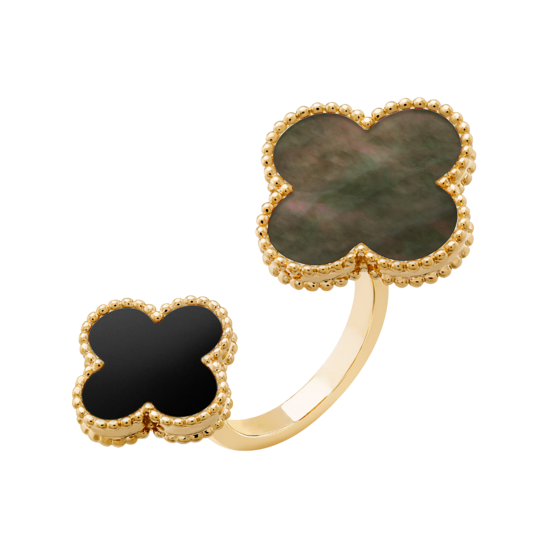 Van Cleef & Arpels Magic Alhambra Between the Finger Ring Black Mother-Of-Pearl and Onyx 18K Yellow Gold