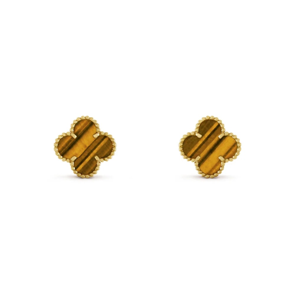 Pre-Owned Van Cleef & Arpels Vintage Alhambra Tiger Eye Earrings