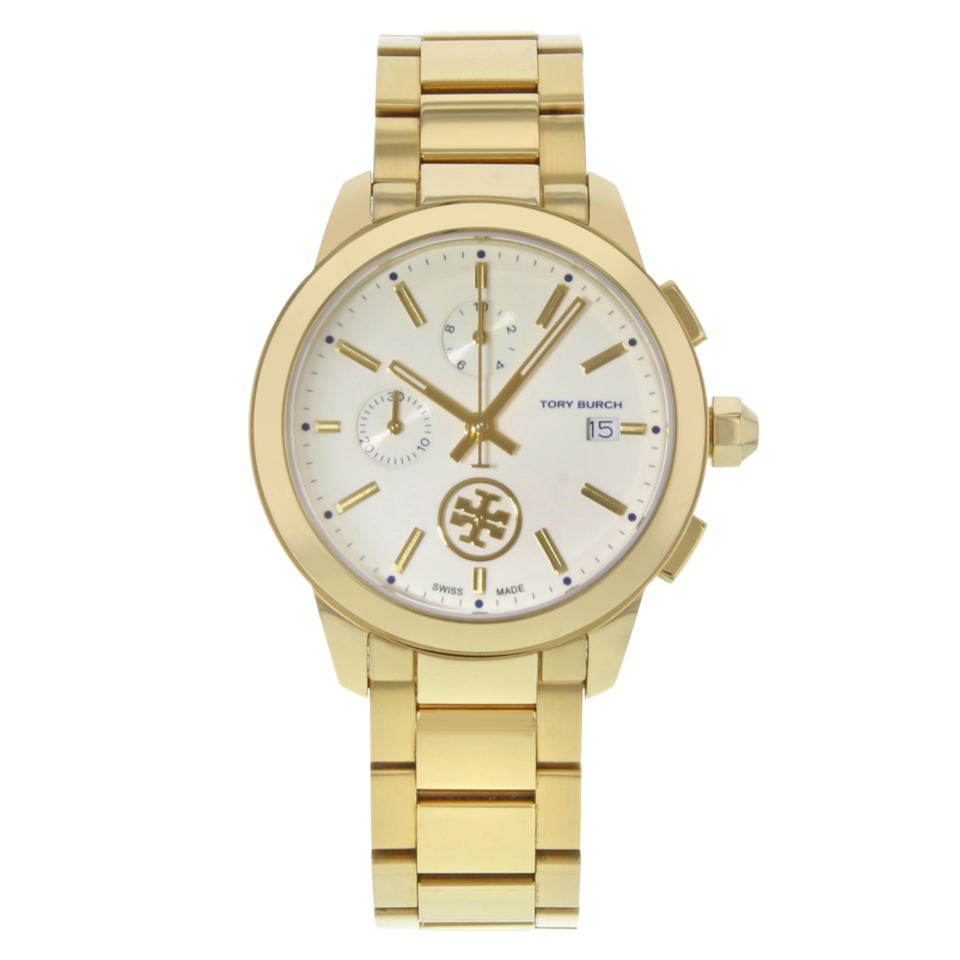 Tory Burch Collins Yellow Gold  Tone Cream Dial Steel Ladies Watch