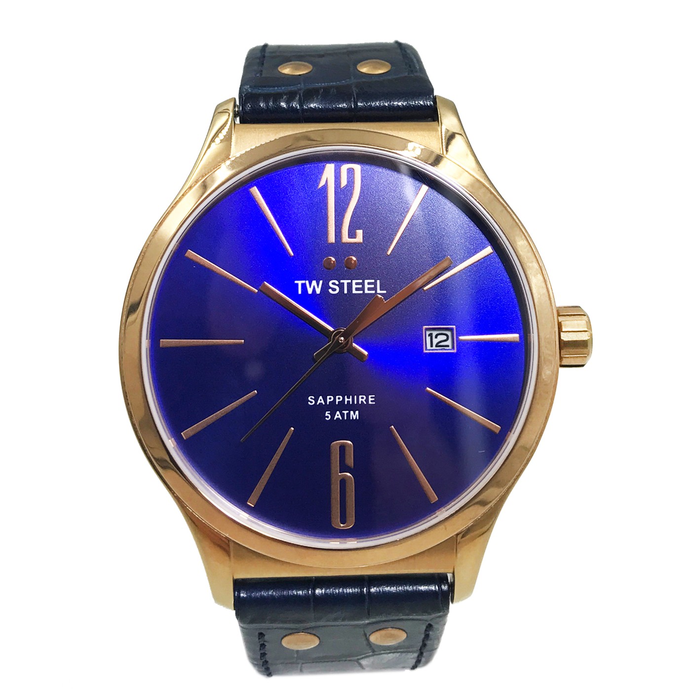 TW Steel Slim Line Rose Gold Stainless Steel Blue Dial Mens Watch