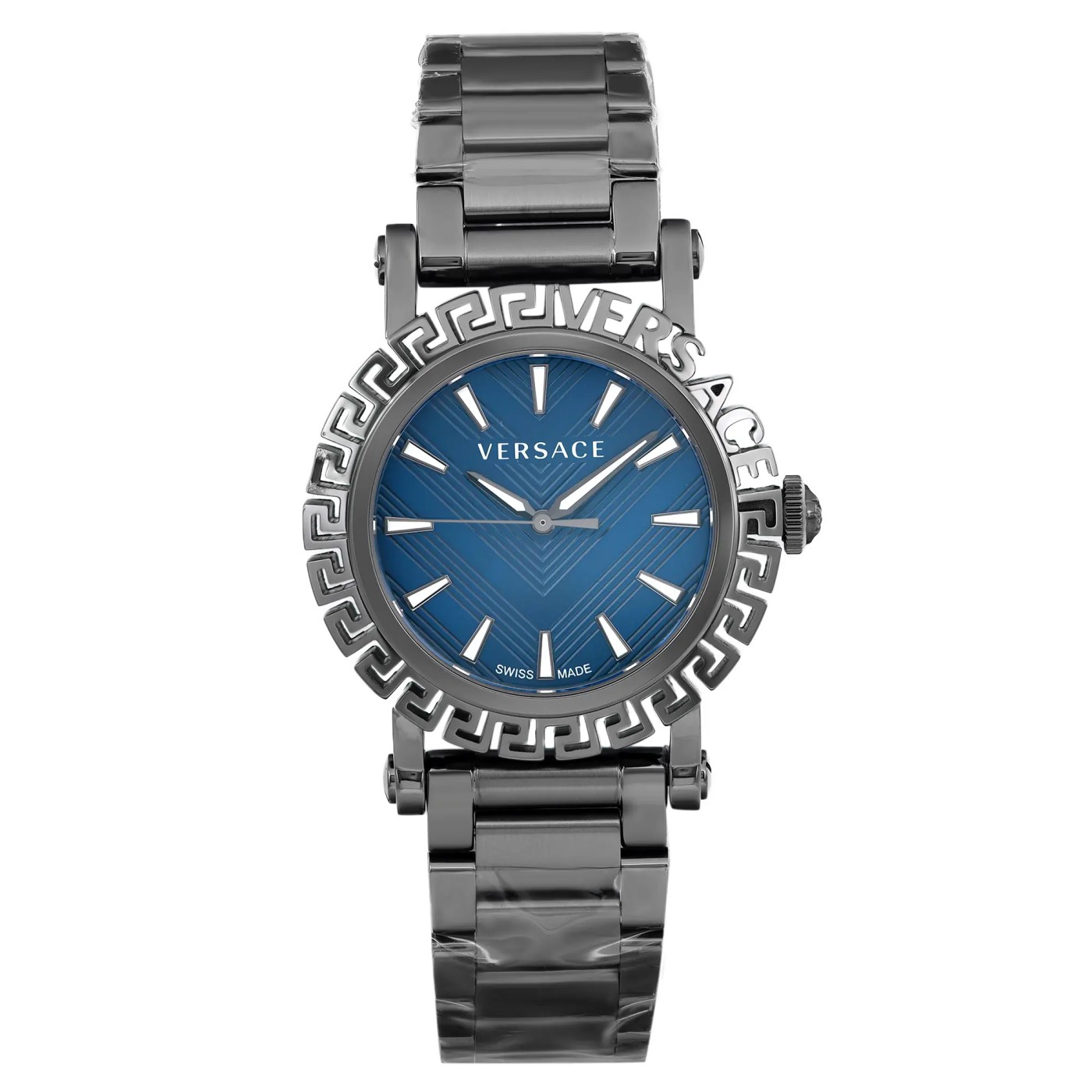 Versace Greca Glam 40mm Gunmetal Blue Dial Men Watch