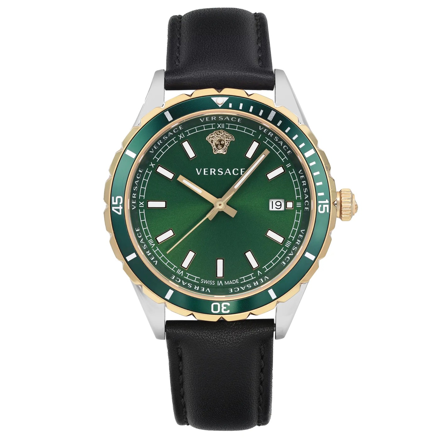 Versace Hellenyium 42mm Steel Green Dial Quartz Men Watch