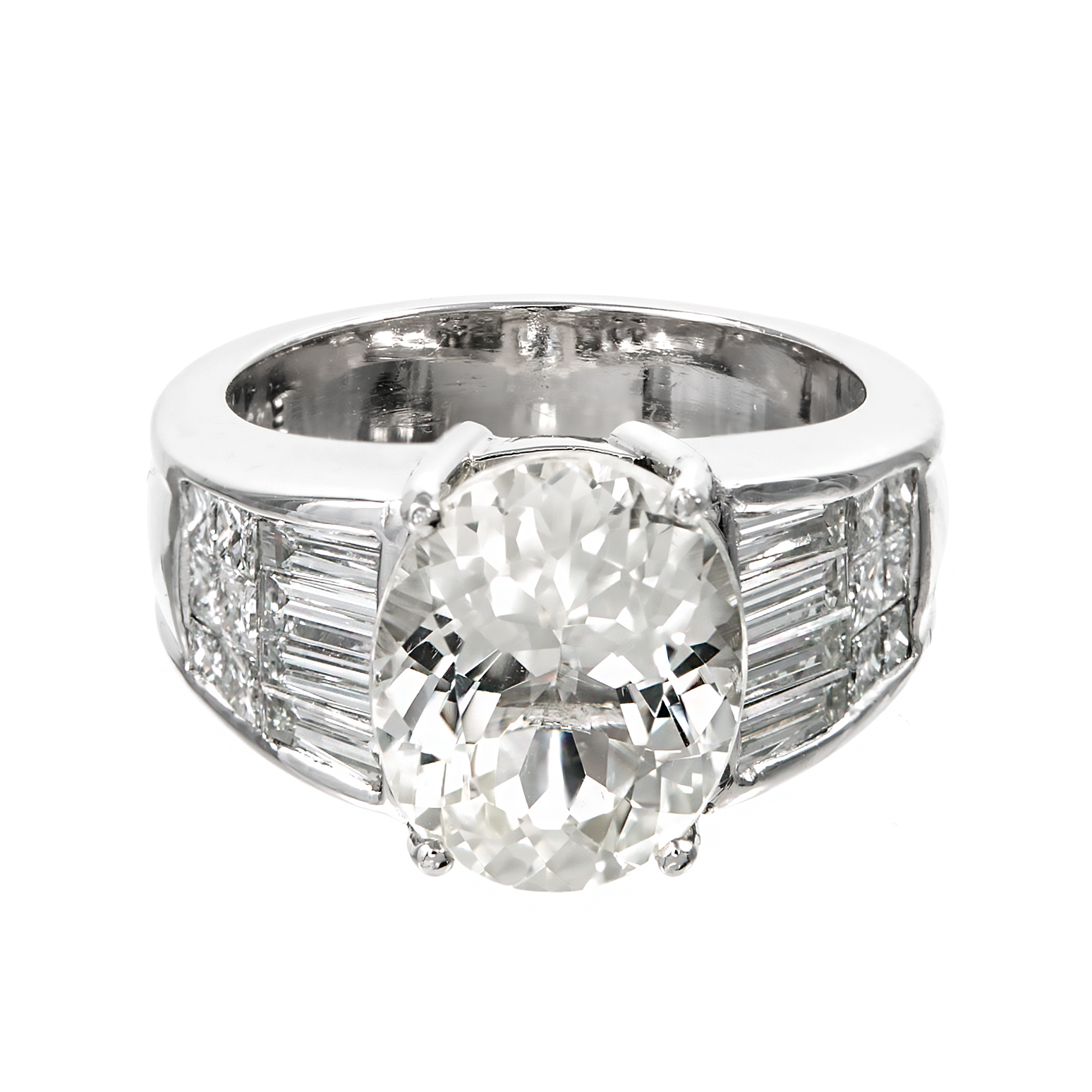 Platinum 5.89ct Sapphire  Diamond Ring Size 6.75