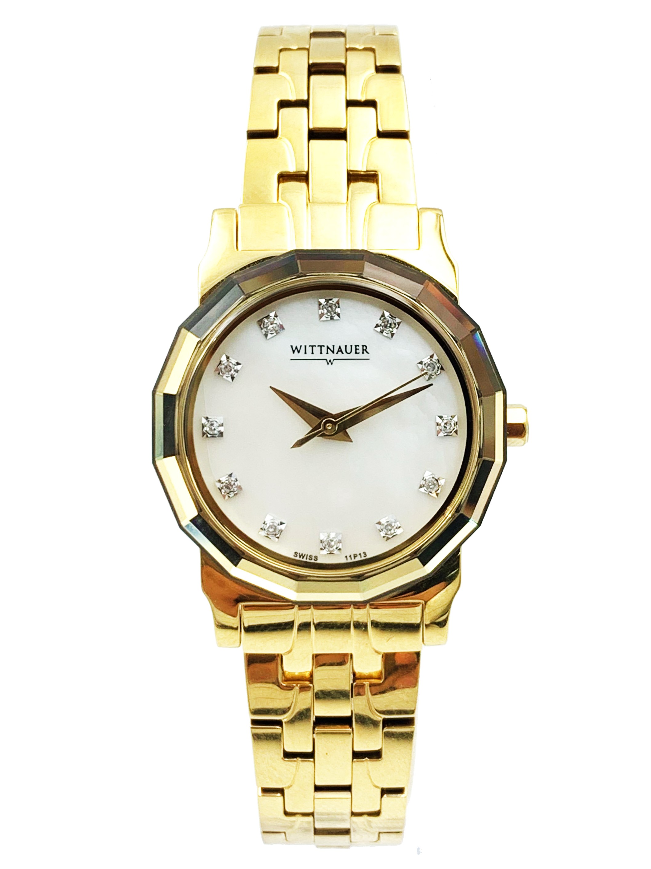 Wittnauer Winter Garden Gold-Tone Steel MOP Diamond Dial Ladies Watch