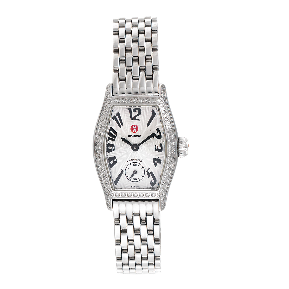 Michele Coquette 71-9001 Steel Watch 0.50ct Diamond Bezel Quartz Watch