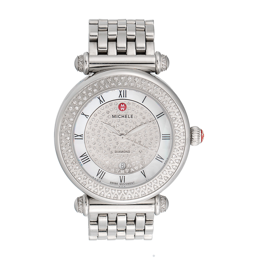 Michele Caber MW16A01A2963 Stainless Steel Diamond Dial 36.5mm Womens Watch 